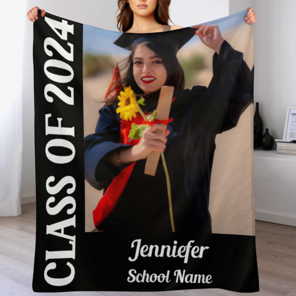 Graduation Custom Photo and Name Blankets - Graduation Gifts