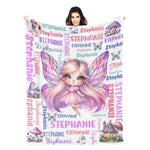 Personalized Fantasy Butterfly Fairy Girls Name Blanket - Gift for Kids