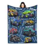 Personalized Multi-Color Mountain Truck Name Blanket - Gift for Kids