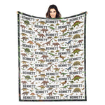 Personalized Forest Dinosaurs Children's Name Blankets - Gift for Kids