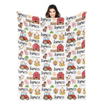 Personalized Cute Farm Animals Name Blankets - Gift for Kids