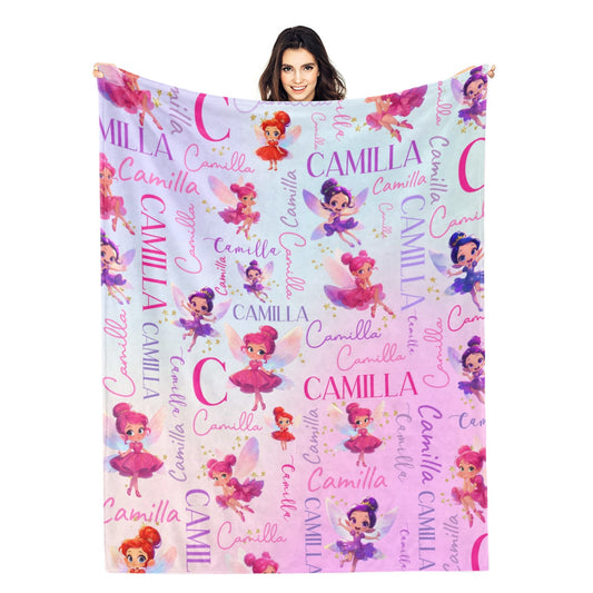 Personalized Colorful Gradient Butterfly Girl Name Blanket - Gift for Kids