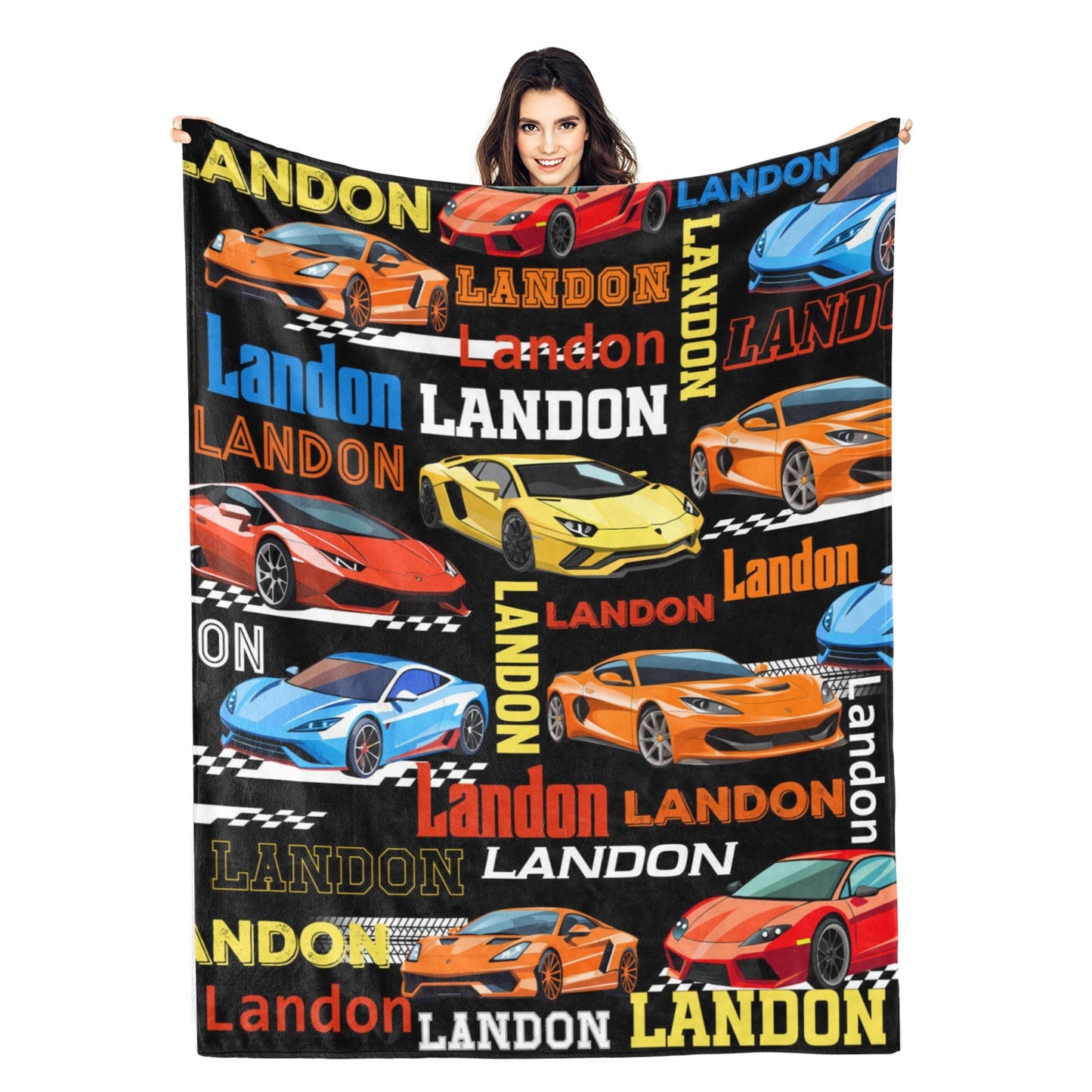 Personalized Race Car Boys Name Blankets - Gift for Kids