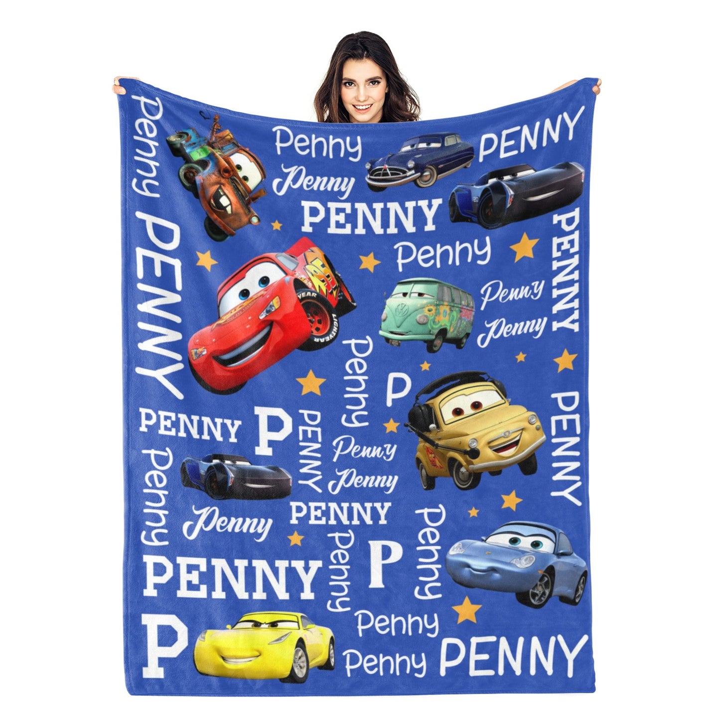 Personalized Name Boy Car Name Blanket - Gift for Kids