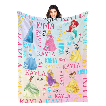 Personalized Girls Name Blanket - Gradient Colors - Gift for Kids