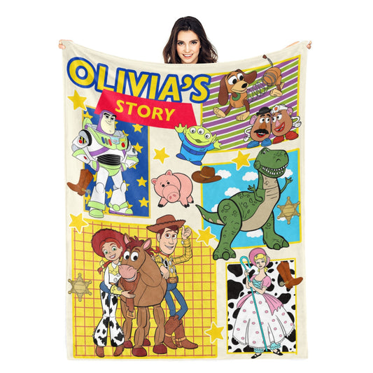 Personalized Cartoon Characters Children's Name Blanket - Gift for Kids