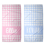 Kids Personalized Name Plaid Beach Towel