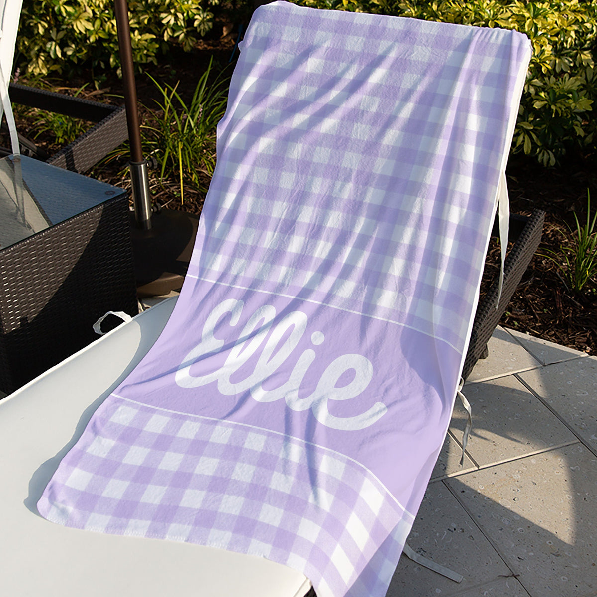 Kids Personalized Name Plaid Beach Towel