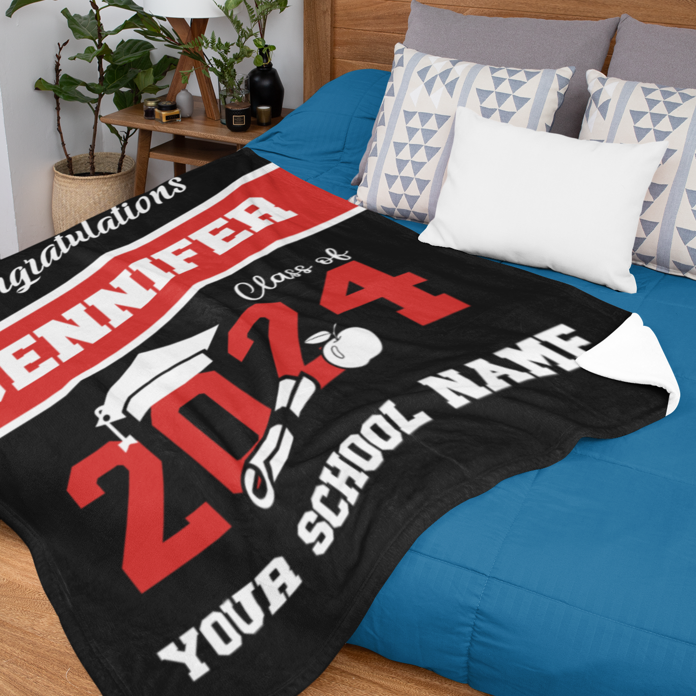 Personalized Simple Graduation Name Blanket - Graduation Gifts