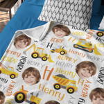 Personalized Custom Face Truck Name Blanket - Gift for Kids