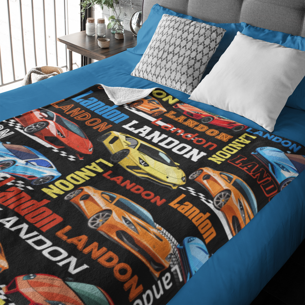 Personalized Race Car Boys Name Blankets - Gift for Kids