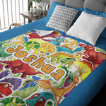 Personalized Cartoon Dinosaur Children's Name Blanket - Gift for Kid