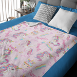 Personalised Rainbow Pony Name Blanket - Gift for Kids