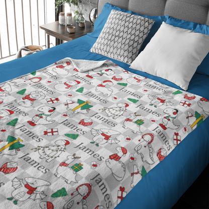 Personalized Christmas Dinosaur Name Blankets - Gift for Kids