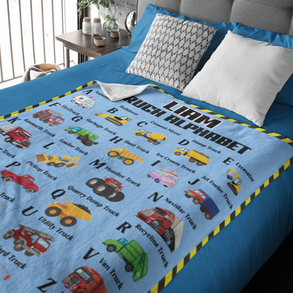 Personalized Cute Construction Truck Name Blankets - Gift for Kids