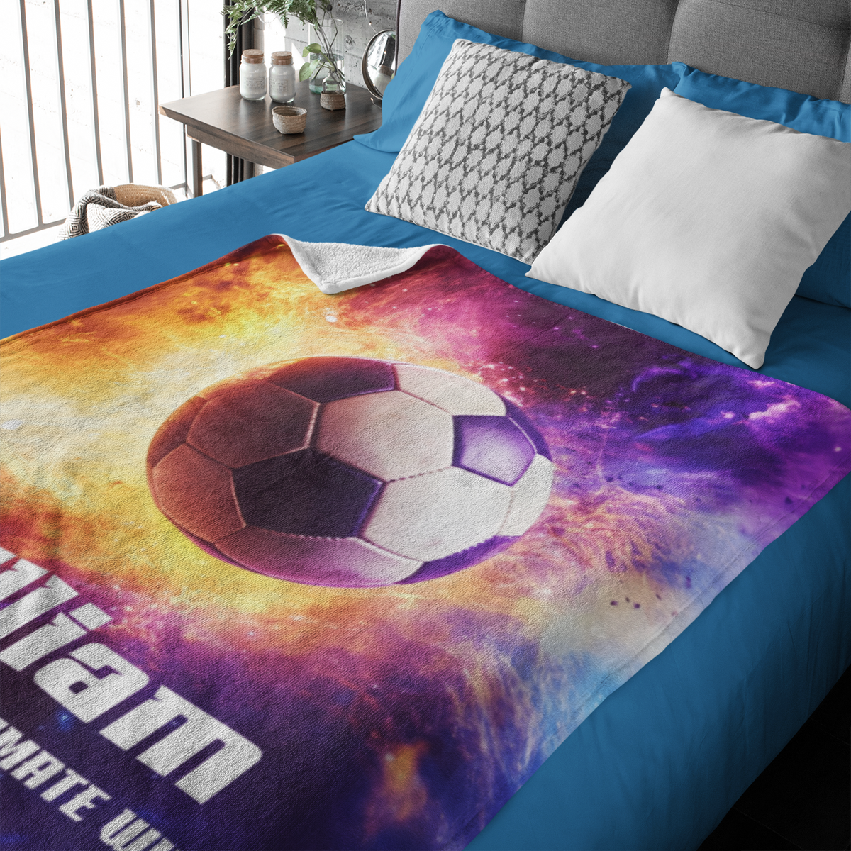 Personalised Colorful Ball Boy Name Blanket - Gift for Kids