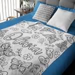 Personalized Doodle Butterfly Coloring Blanket🎨- Gift for Kids