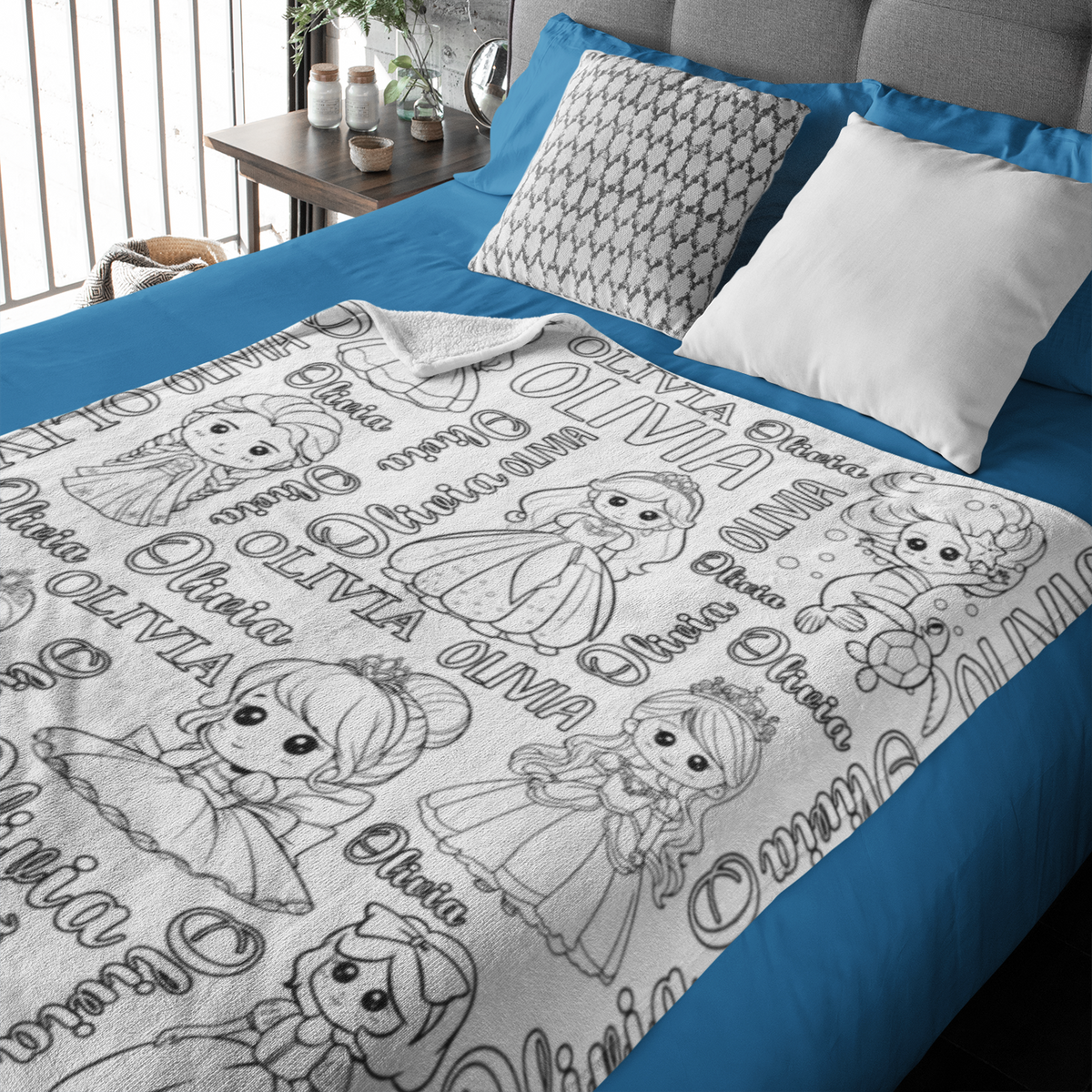 Personalized Cute Princess Girl Doodle Blankets🎨- Gift for Kids