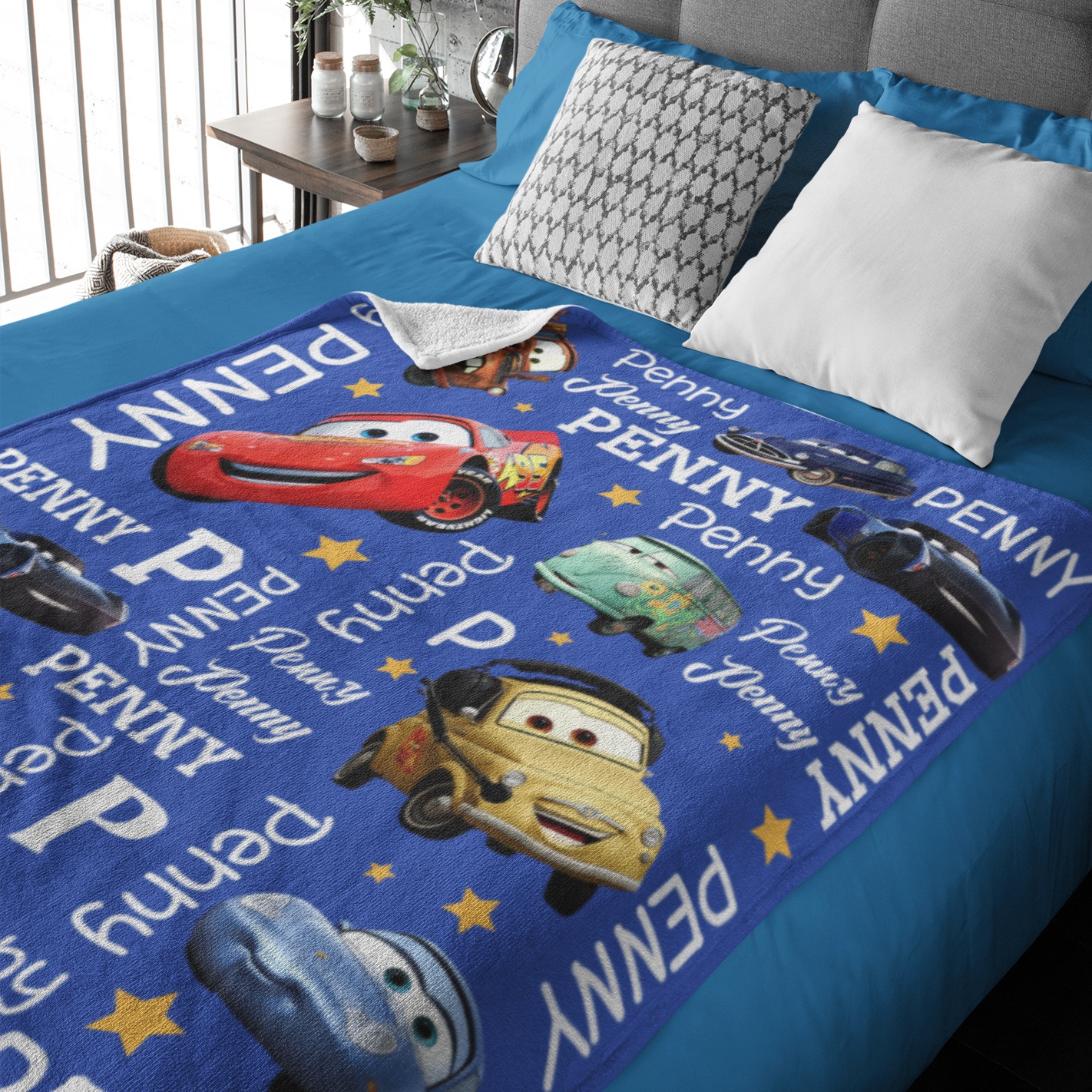 Personalized Name Boy Car Name Blanket - Gift for Kids