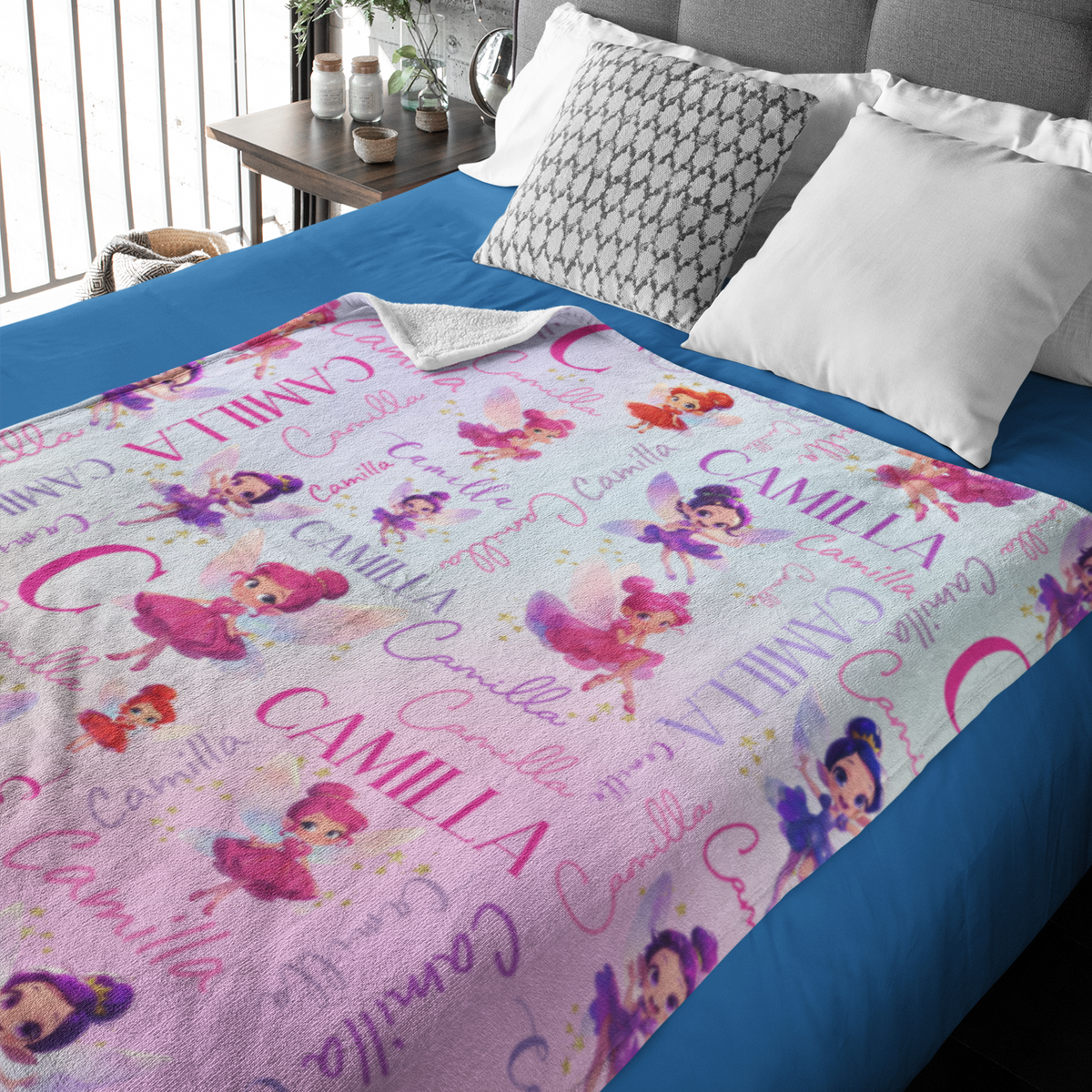 Personalized Colorful Gradient Butterfly Girl Name Blanket - Gift for Kids