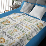 Personalized Custom Jungle Animals Name Blankets - Gift for Kids