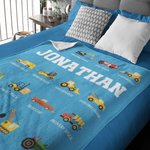 Personalized Construction Tool Truck Graphic Name Blanket - Gift for Kids