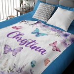 Personalized Watercolor Purple ButterflyBaby Name Blanket - Gift for baby