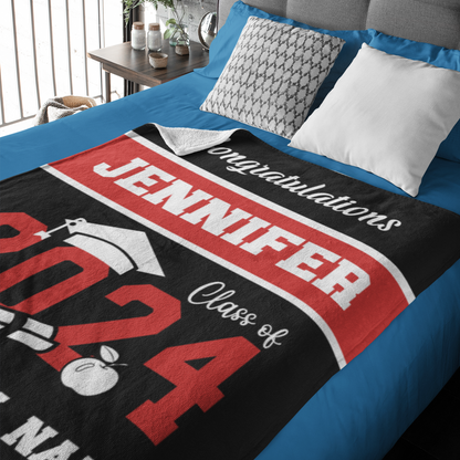 Personalized Simple Graduation Name Blanket - Graduation Gifts