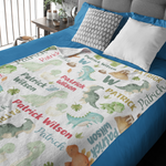 Personalized Cute Dinosaur Name Blanket - Gift for Kids