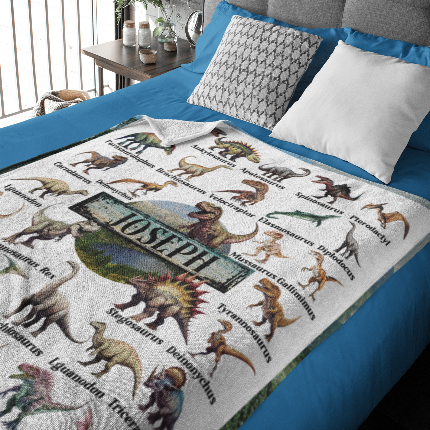 Personalized Custom Dinosaurs Collection Name Blankets - Gift for Kids