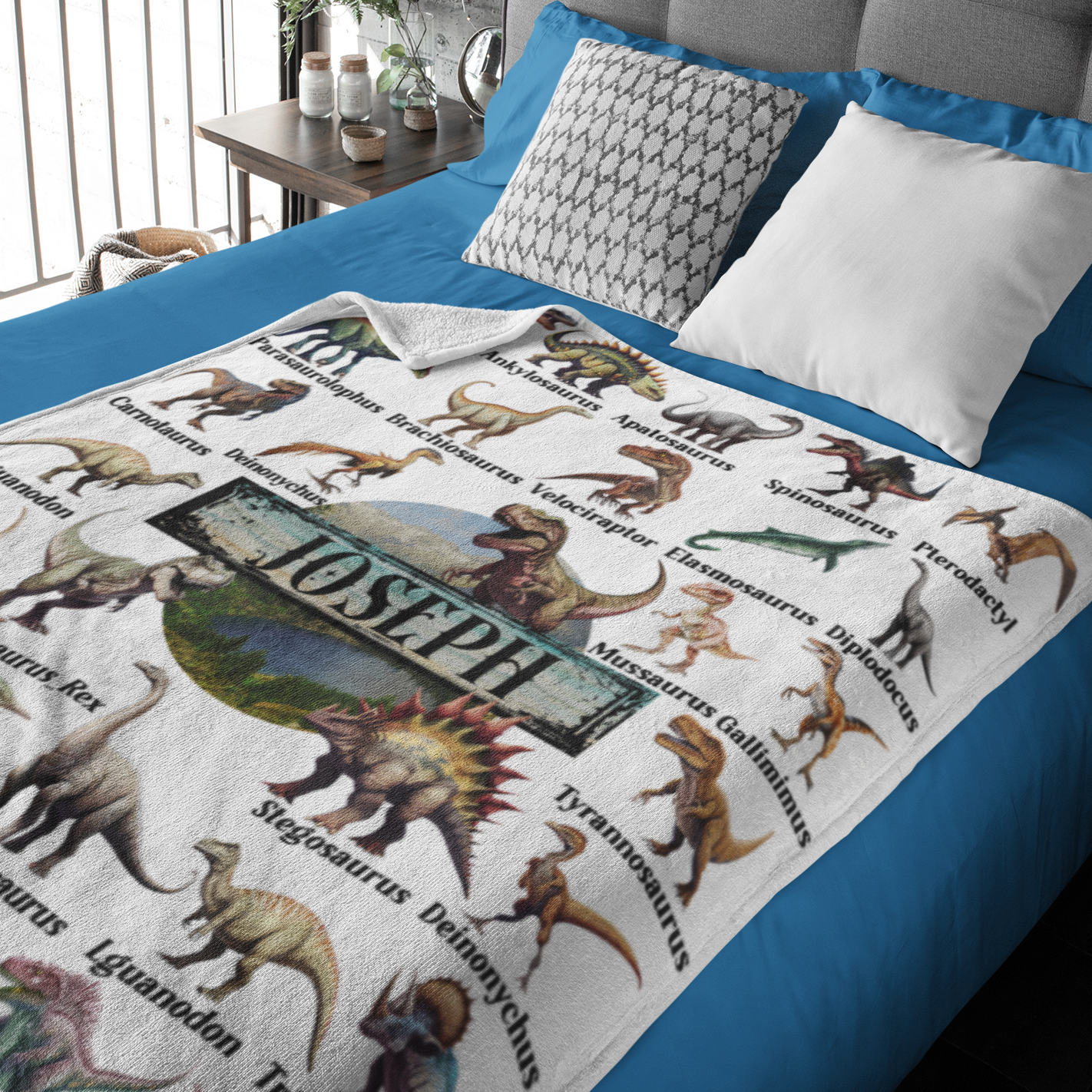 Personalized Custom Dinosaurs Collection Name Blankets - Gift for Kid