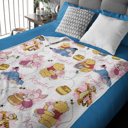 Personalized Cartoon Animals Name Blankets - Gift for Kids