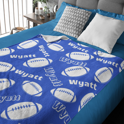 Personalized Custom Tile Football Name Blanket - Gift for Kids