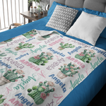 Personalized Watercolor Cactus Name Blankets - Gift for Kids