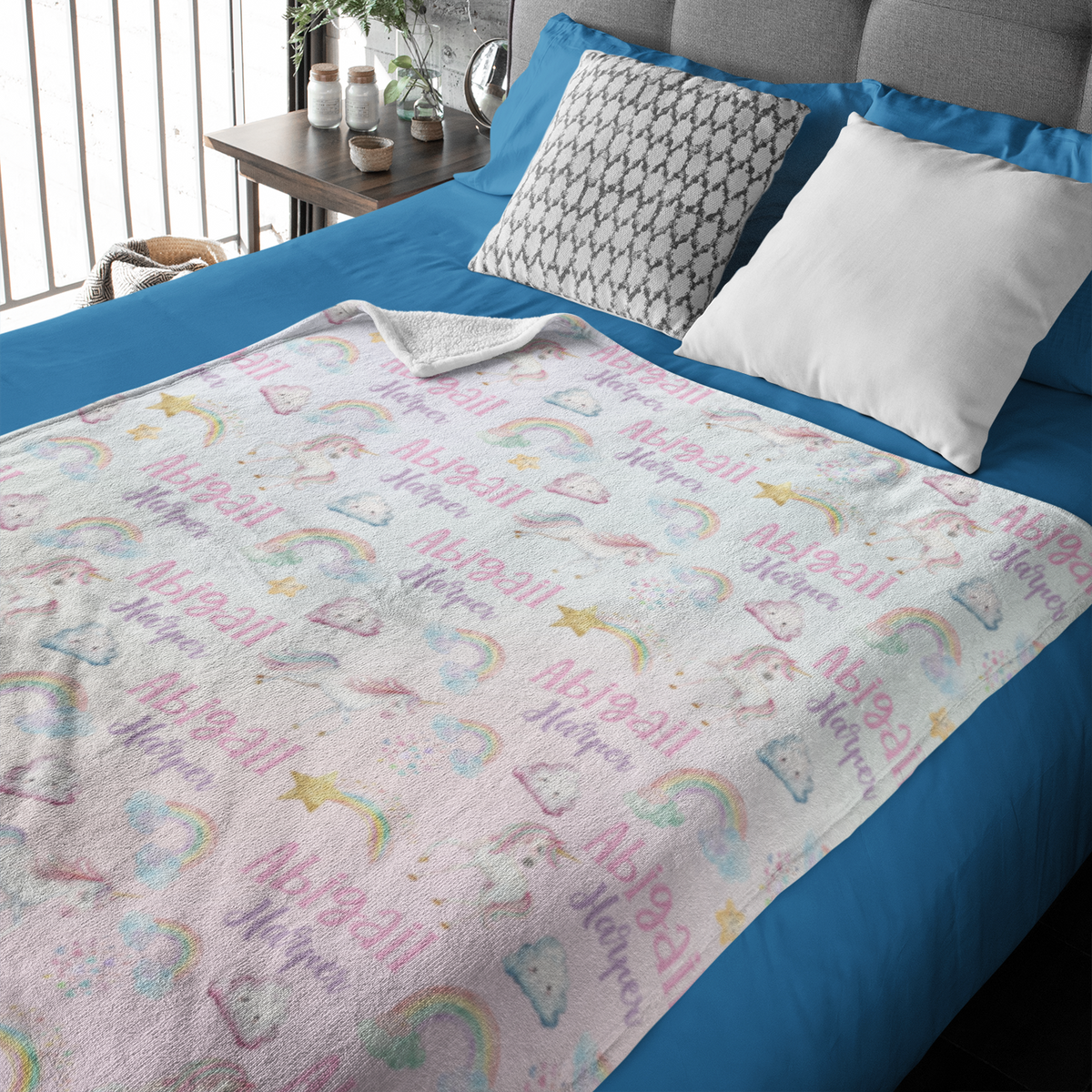 Personalized Magical Unicorns Name Blanket - Gift for Kids