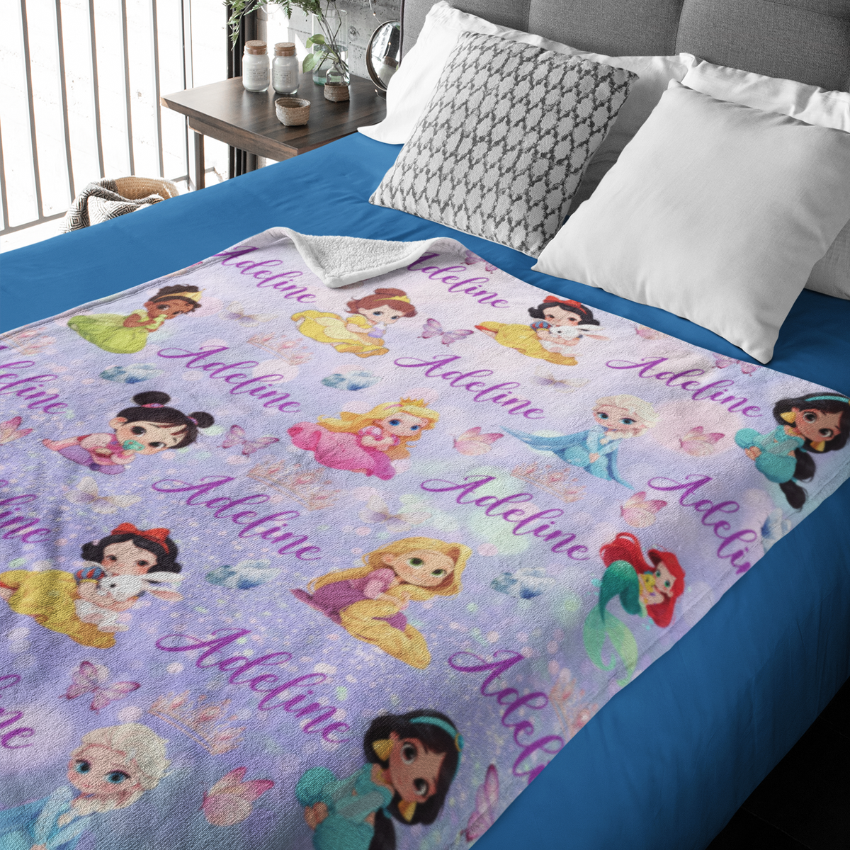 Personalized Custom Princess Butterfly Name Blanket - Gift for Kid