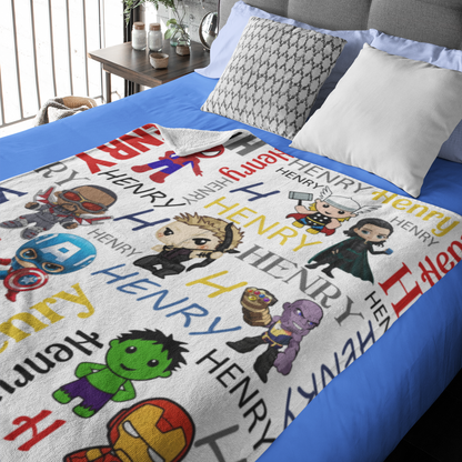 Personalized Cartoon Boy's Friends Name Blanket - Gift for Kids