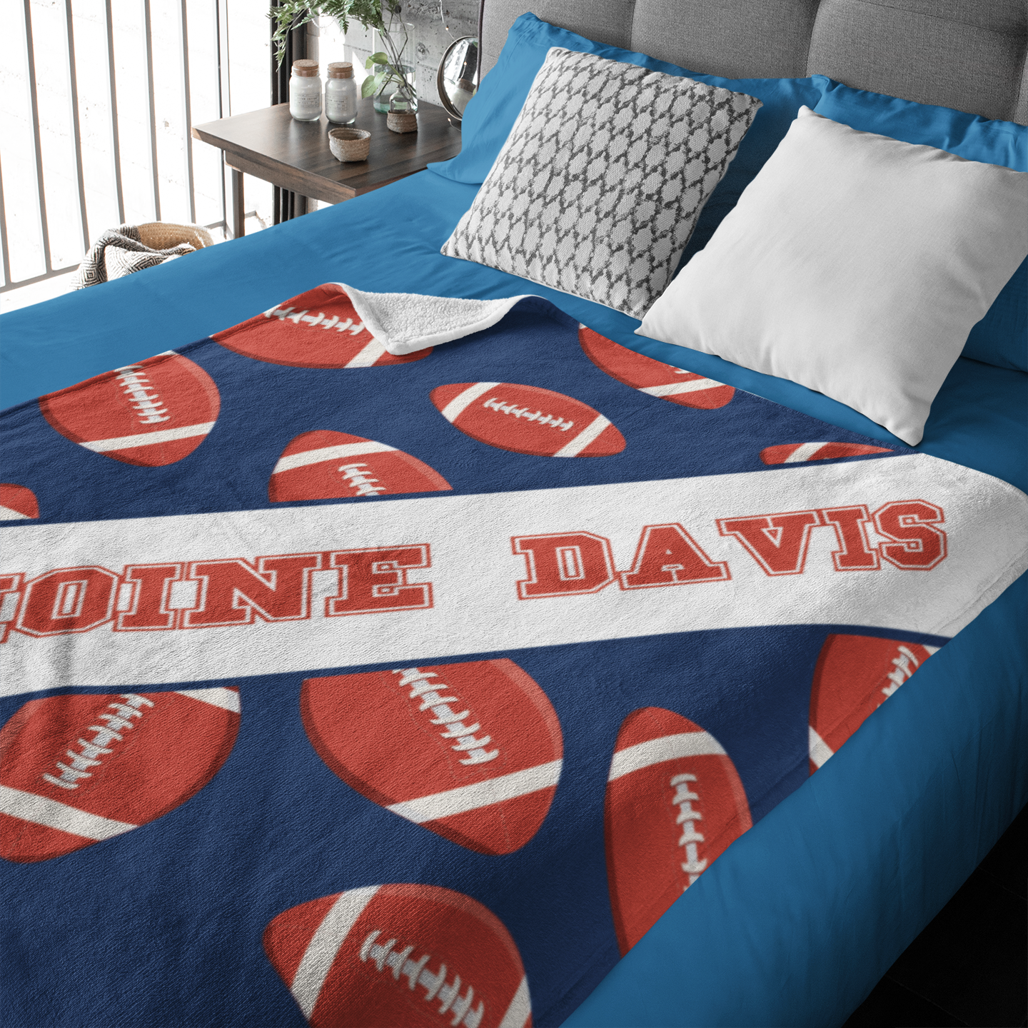 Personalized Rugby Flat Name Blanket – Gift for Kids