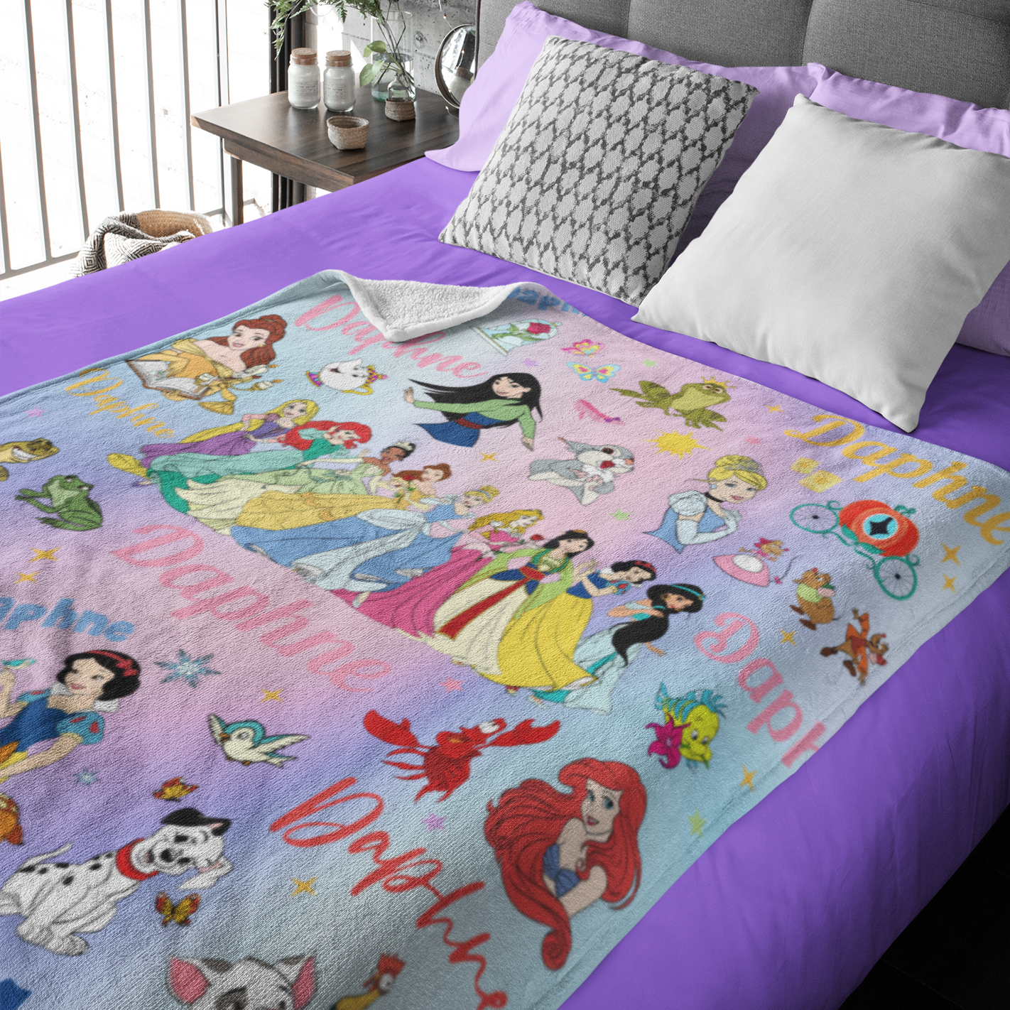 Personalized Cartoon Princess Name Blanket - Gift for Kids