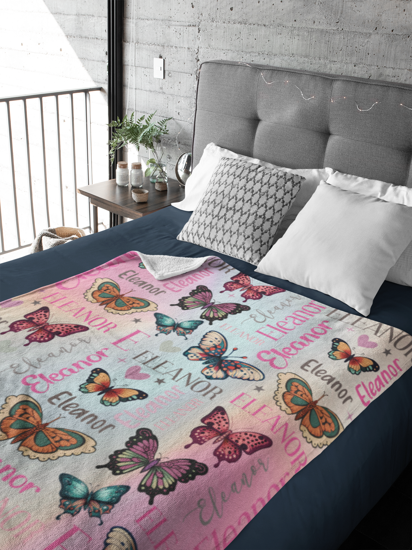 Personalized Boho Butterfly Name Blanket - Gift for Family