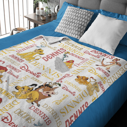 Personalized Animal Lion Name Blanket - Gift for Kidspsd