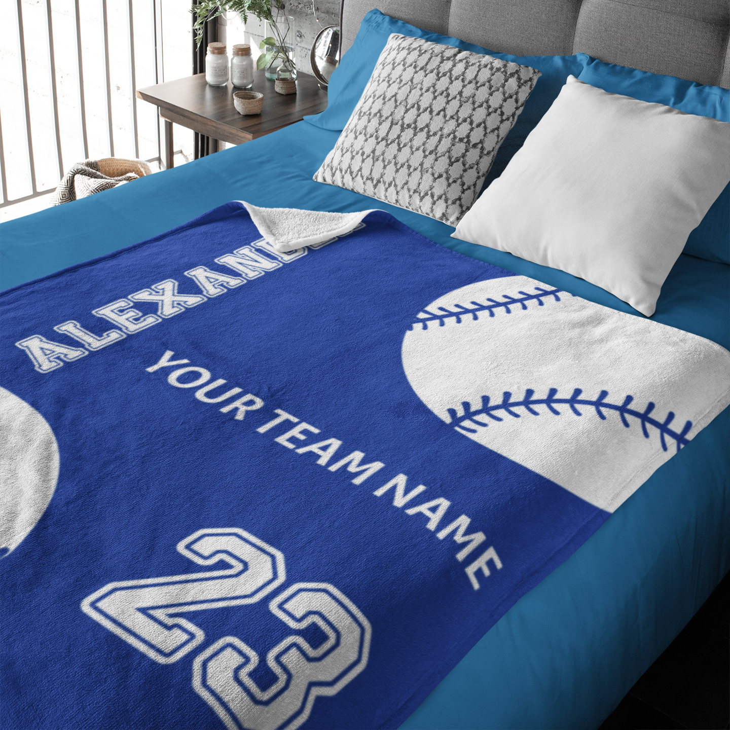 Personalized Ball Game Themed Name Blanket - Gift for Kids