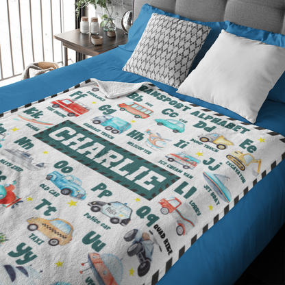 Personalized Watercolor Cartoon Tool Car Car Name Custom Blanket - Gift for Kids