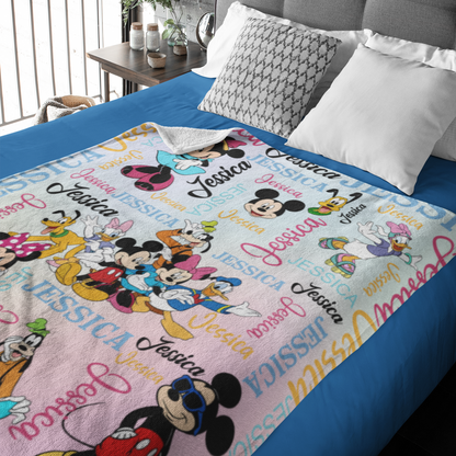 Personalized Cute Cartoon Name Blanket - Gift for Kids