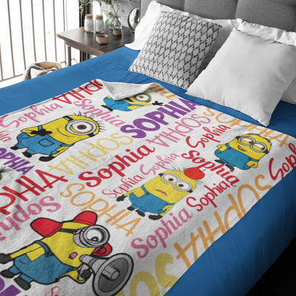 Customized Cute Cartoon Name Blanket - Gift for Kids