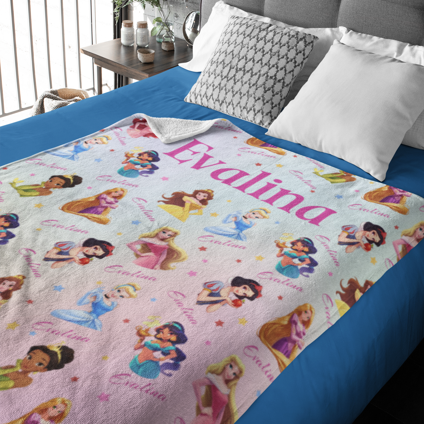 Personalized Cute Princess Girl's Name Blankets - Gift for Kids