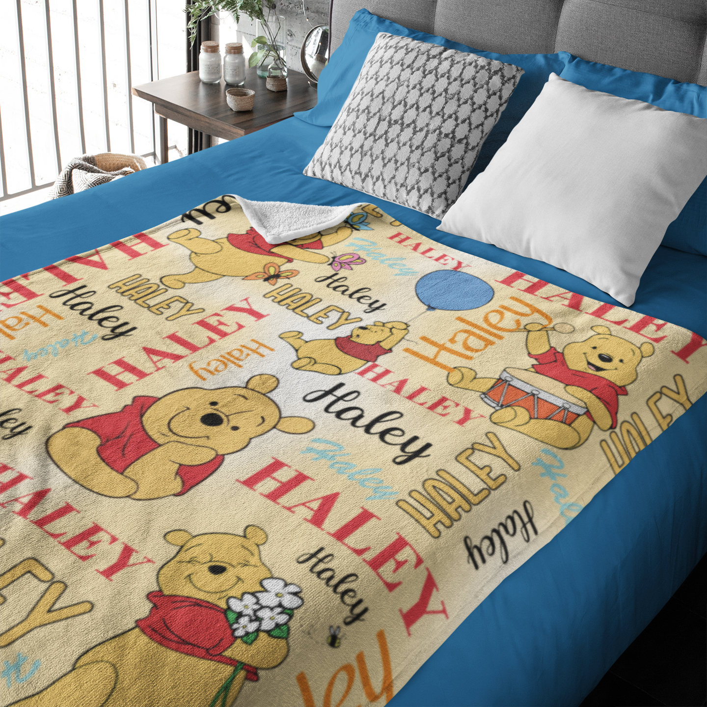 Personalized Yellow Bear Children's Name Blanket - Gift for Kids