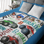 Personalized Mountain Trucks Baby Name good night Blanket - Gift for Baby