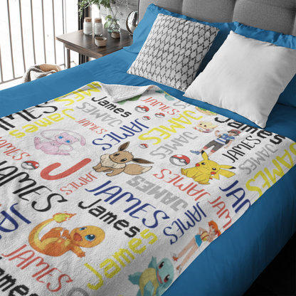 Personalized Watercolor Gaming Name Blanket - Gift for kid