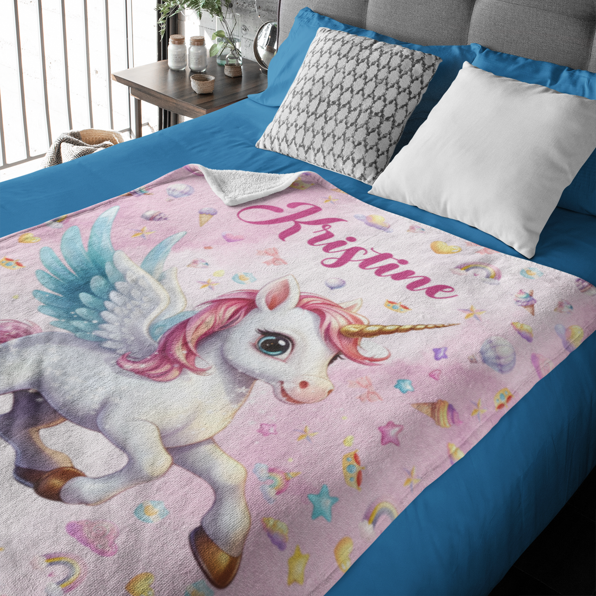 Personalized Unicorn Lovers Name Blanket - Gift for Kids